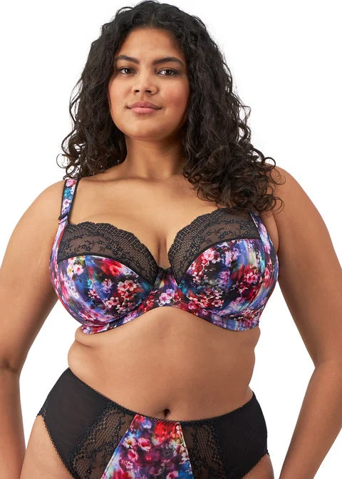 plus-size demi-cup bra with lace overlayLucie Cherry Blossom Uw Plunge Bra - Stretch