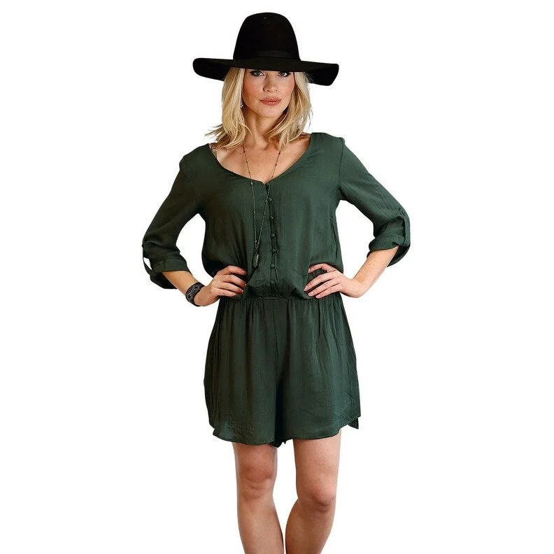 Stetson Western Romper Womens Shorts V-Neck Olive 11-062-0592-0719 GR