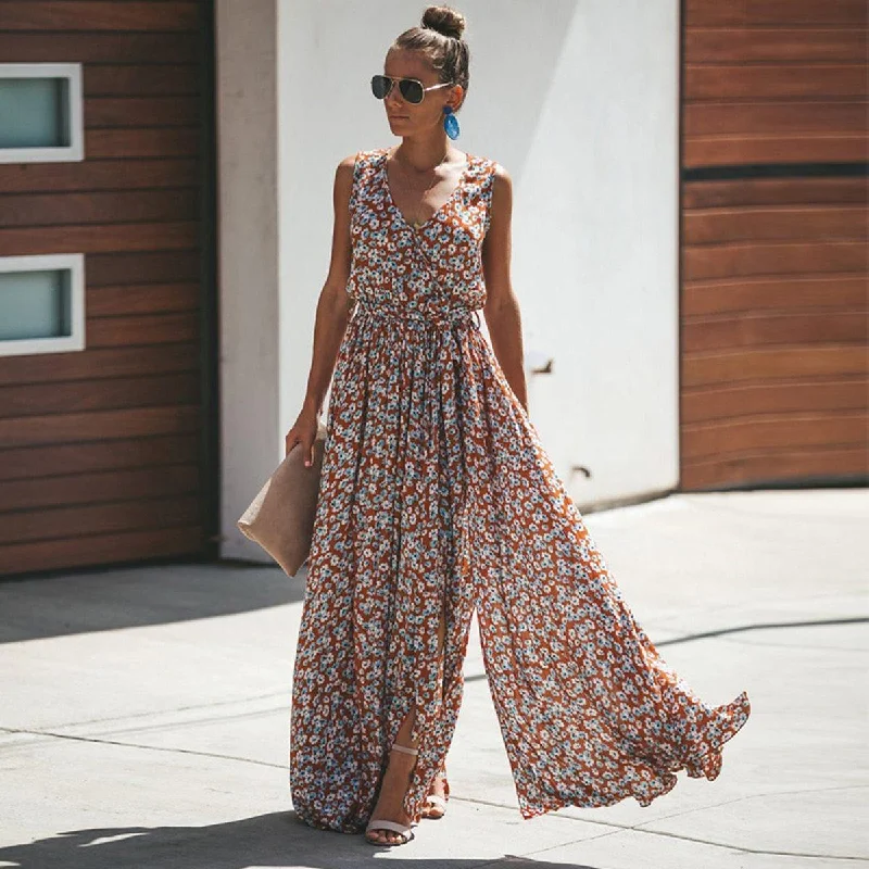 Women's Fit and Flare DressesFashionSierra - Women Summer Dress Floral Print Maxi Dresses