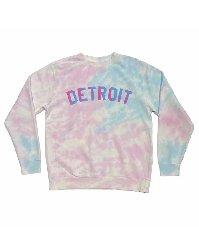 Women's Hooded Sweatshirts with Elastic WaistInk Detroit Tie Dye Crewneck Sweatshirt - Cotton Candy