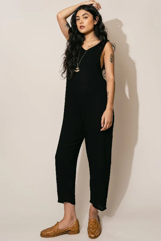 Women's Jumpsuits with Asymmetrical HemBlack Houseline Jumpsuit