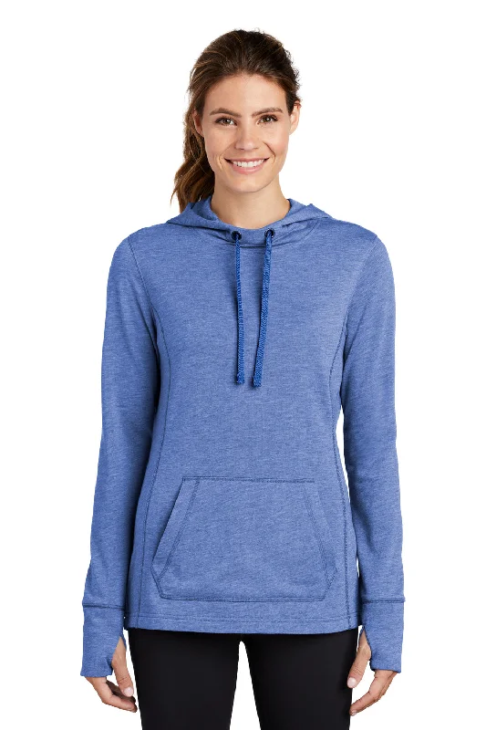 Women's Hooded Sweatshirts with Abstract LiningSport-Tek Womens Moisture Wicking Fleece Hooded Sweatshirt Hoodie w/ Pouch Pocket - Heather True Royal Blue - Closeout