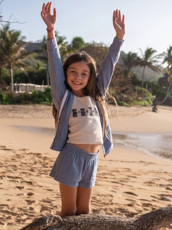 Girls Lived in Lounge Fleece Shorts - Washed Blue