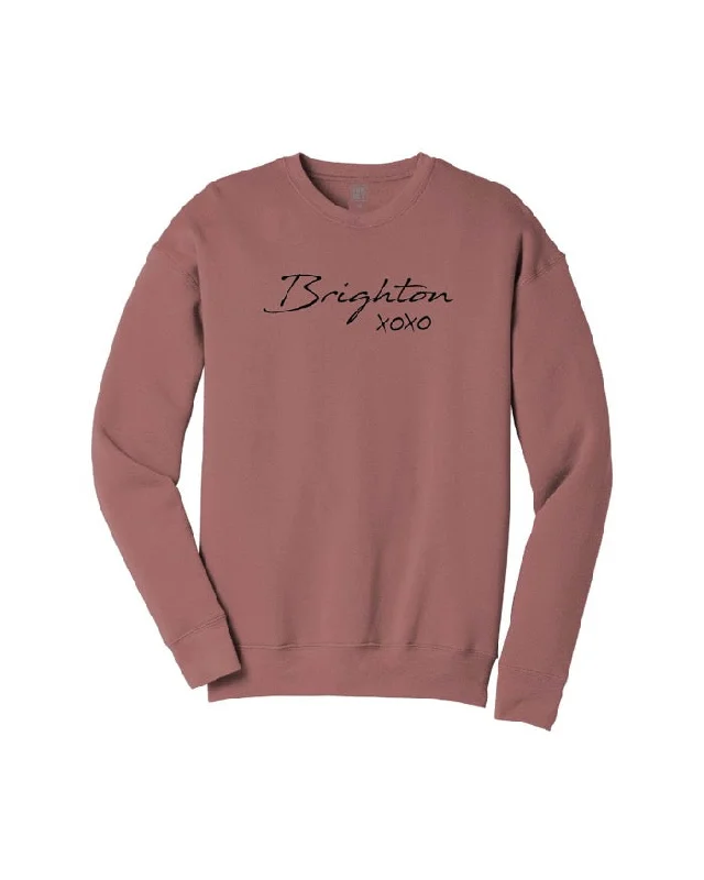 Women's Hooded Sweatshirts with Herringbone LiningInk Detroit Brighton XOXO Crewneck Sweatshirt - Mauve