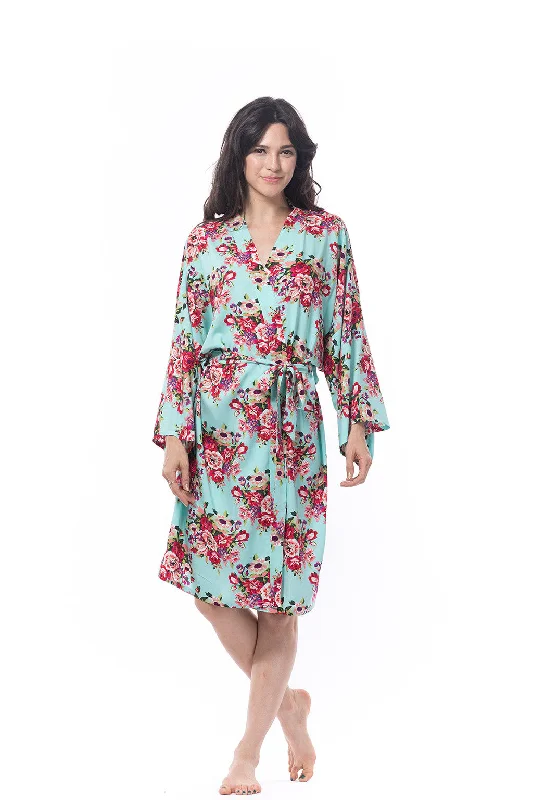 women's pajamas with built-in shortsCotton Floral Blossom Robe Light Blue