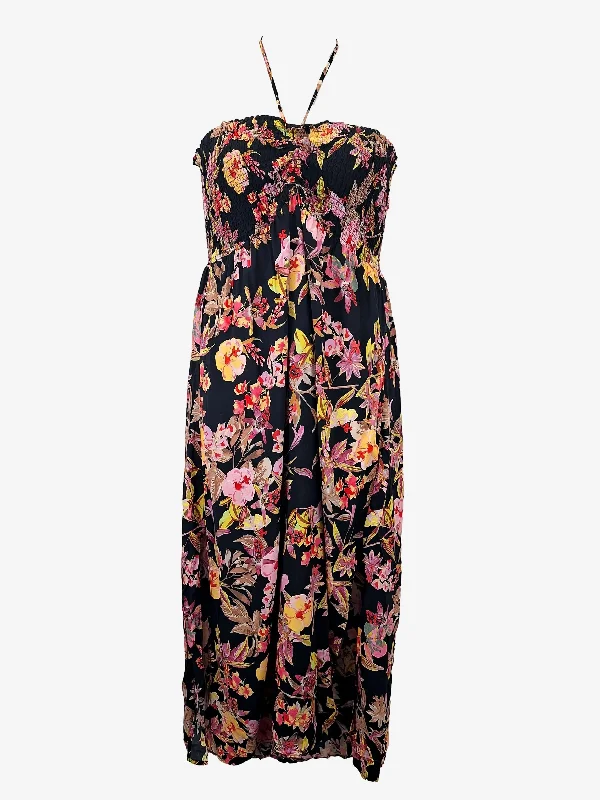 Women's Rounded-Neck DressesKachel Resort Shirred Sleeveless Floral Maxi Dress Size L