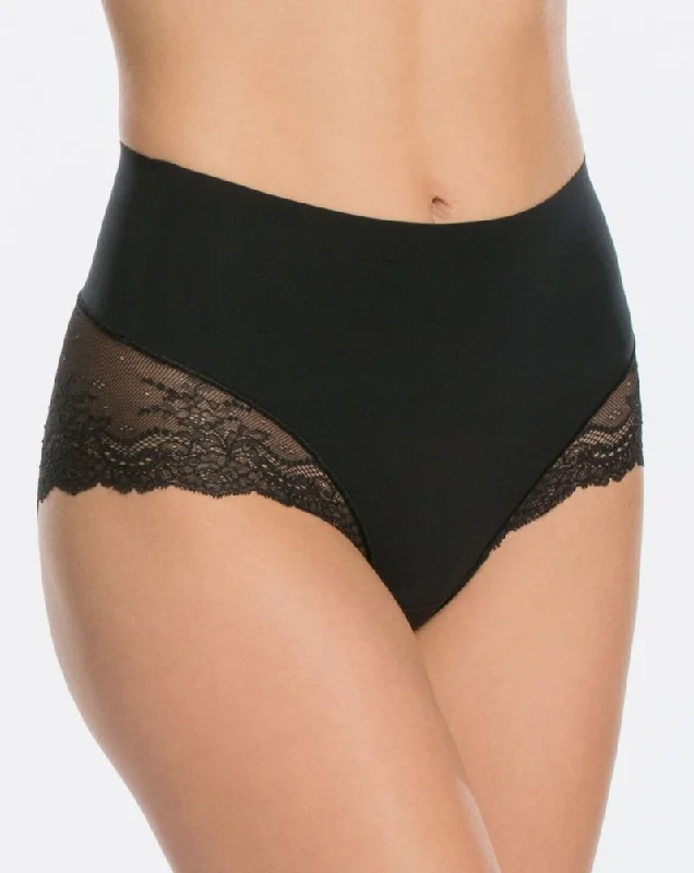 firm-control shapewear for pencil skirtsSpanx - Undie-tectable® Lace Hi-Hipster Panty