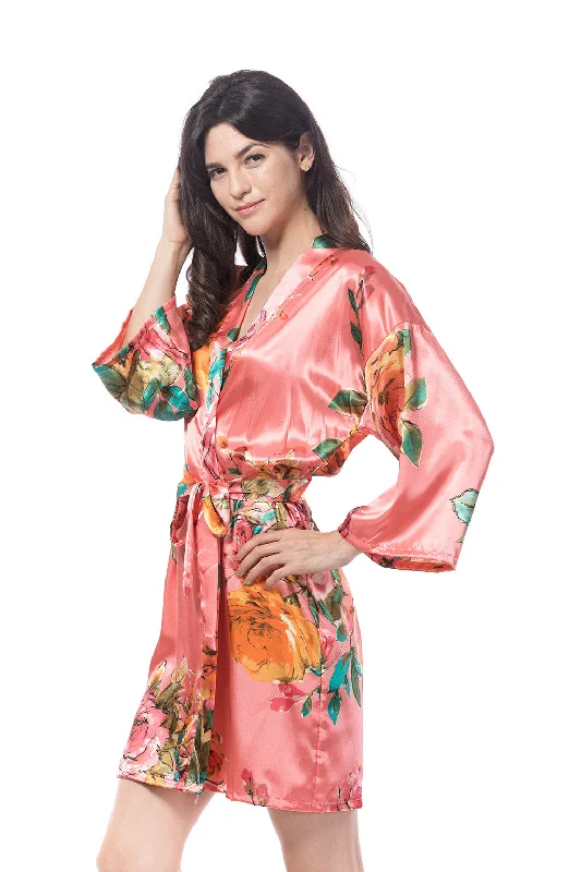 women's pajamas for those who want to feel pampered and lovedWatercolor Rose Robe Coral