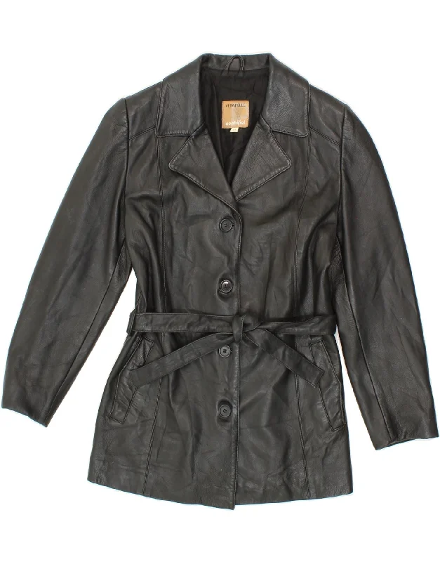 Women's Coats with Fur Trimmed CollarCONBIPEL Womens Leather Jacket IT 44 Medium Black Leather