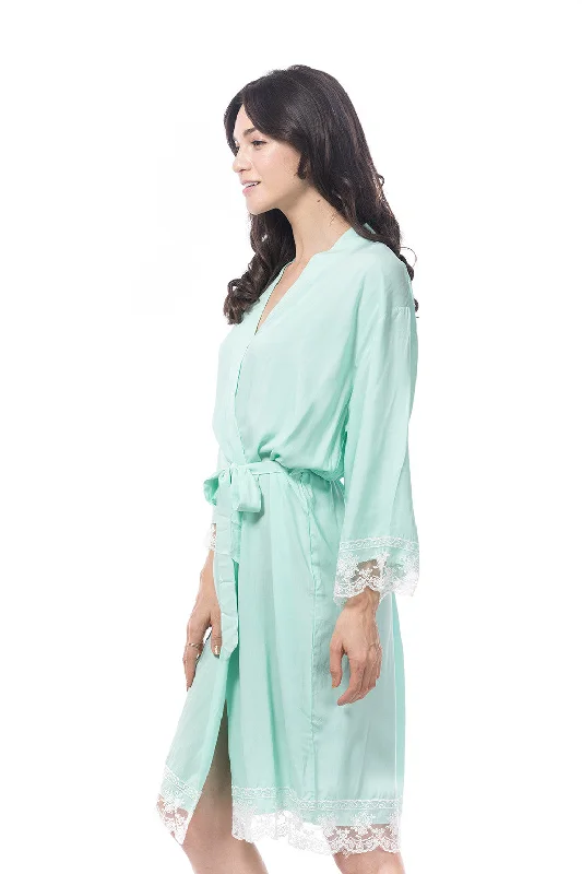 women's pajamas for the holidaysCotton Lace Robe Mint