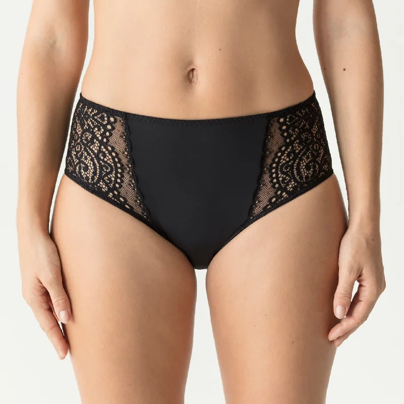 stretchable satin hipster panties with a lace trim for a luxurious feelPrima Donna Full Briefs - Twist I Do - Black , Skin