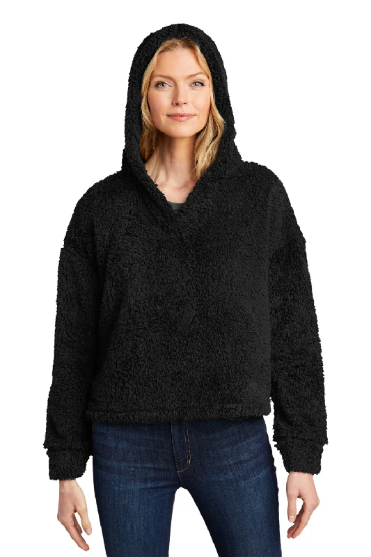 Women's Hooded Sweatshirts with Mediumweight FabricPort Authority Womens Cozy Sherpa Fleece Hooded Sweatshirt Hoodie - Black