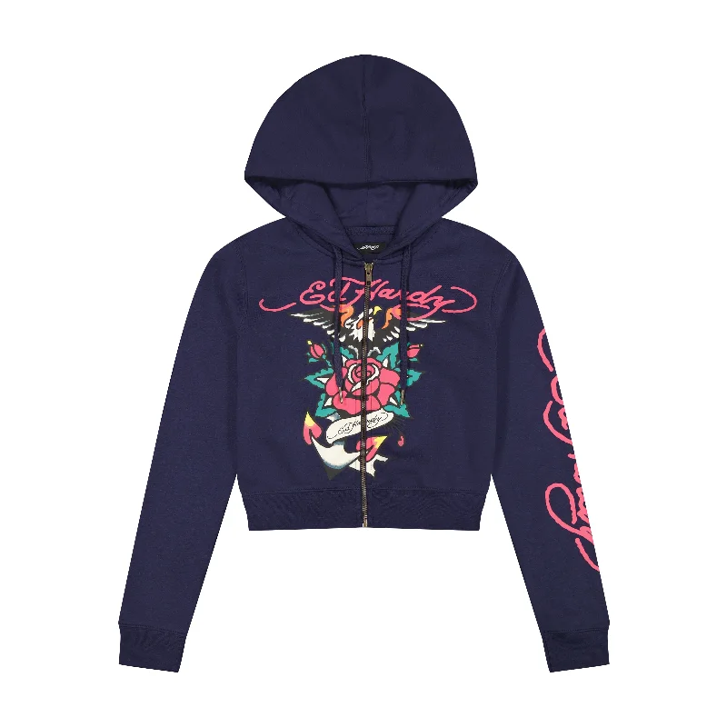 Women's Hooded Sweatshirts with Gradient LiningEagle Rose Cropped Hoodie