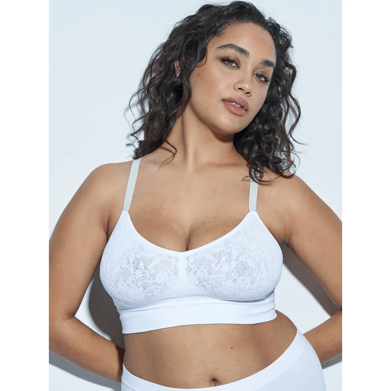 plus-size nursing bra with side supportThe Mid V Lined Wirefree Bra