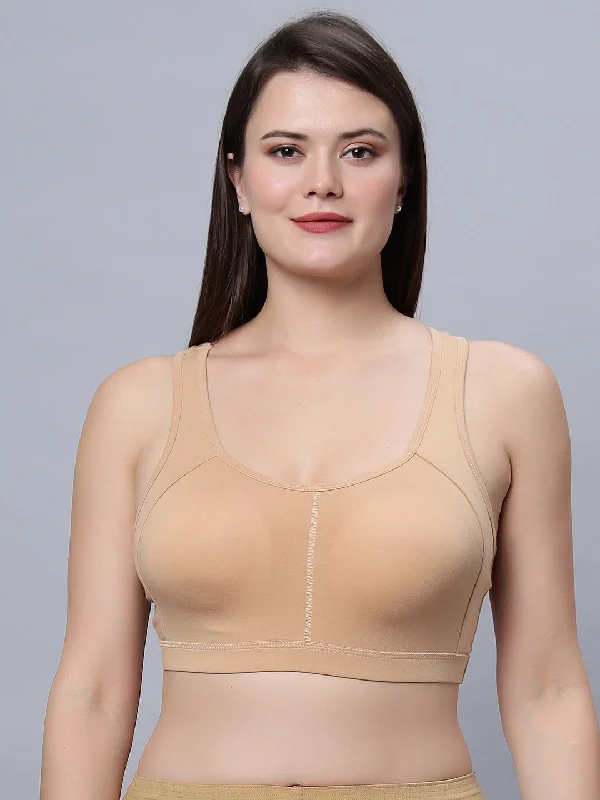 mastectomy form-fitting braFull coverage removable padding Skin color Sports Bra (Pack of 1)