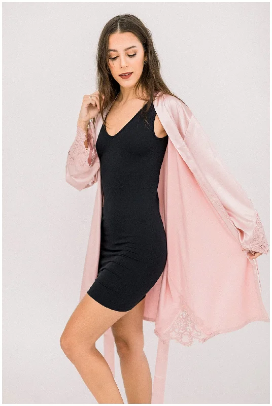 women's pajamas with breathable fabricEssential Black Slip Dress