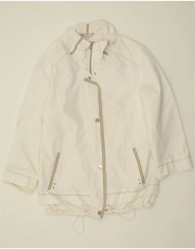 Women's Coats with Fur Trimmed BeltVINTAGE Womens Windbreaker Jacket IT 44 Medium White Polyester