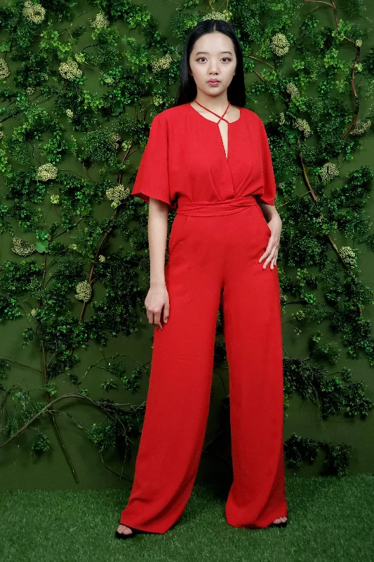 Women's Jumpsuits with Boat CollarNecee Jumpsuit Red