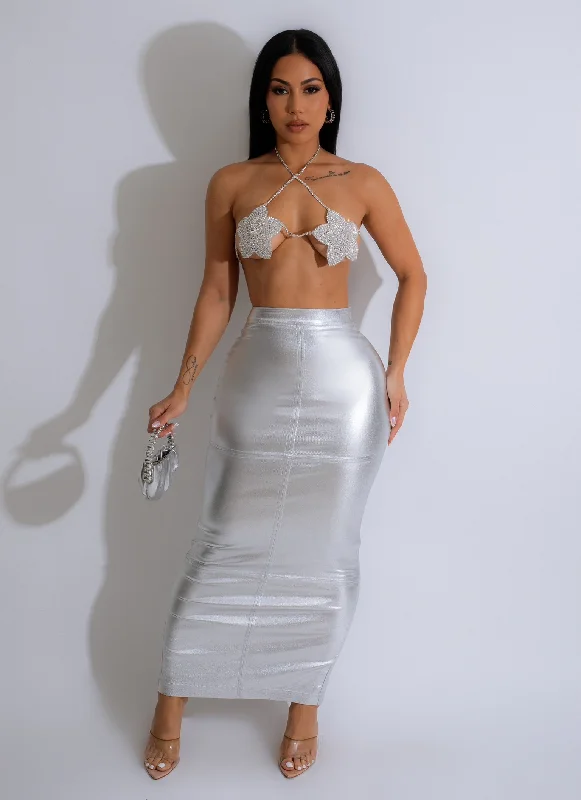 Affirmative Action Metallic Skirt Silver