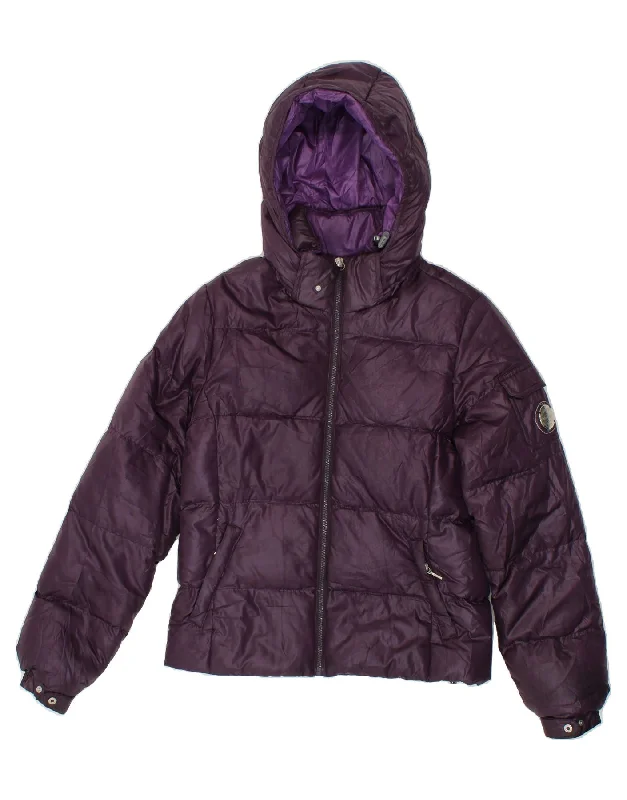 Women's Coats with HoodCHAMPION Womens Hooded Padded Jacket UK 10 Small Purple Polyester