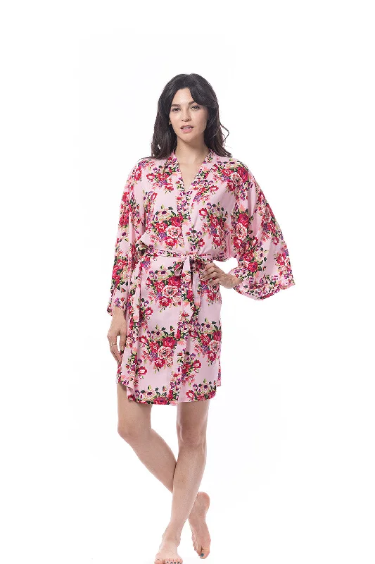 women's pajamas for ultimate relaxationCotton Floral Blossom Robe Pink