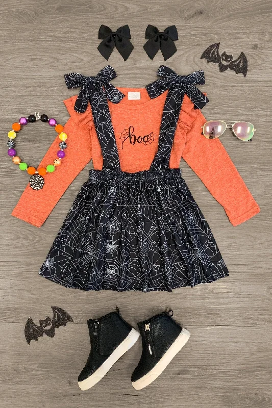 "Boo" Tie Suspender Skirt Set