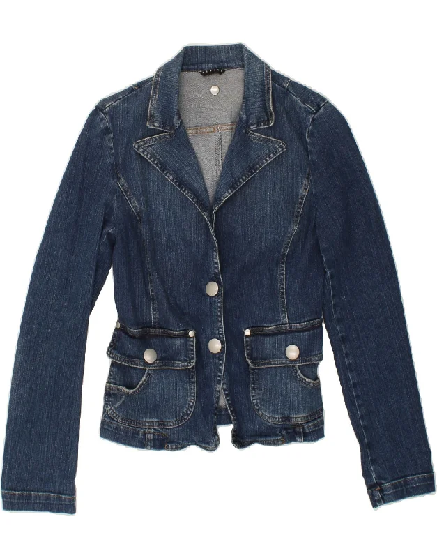 Women's Blazer CoatsSISLEY Womens Denim Jacket IT 42 Medium Blue Cotton