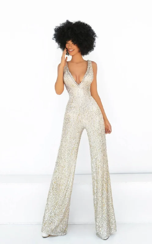 Women's Jumpsuits with Sweetheart CollarTARIK EDIZ 51039 JUMPSUIT