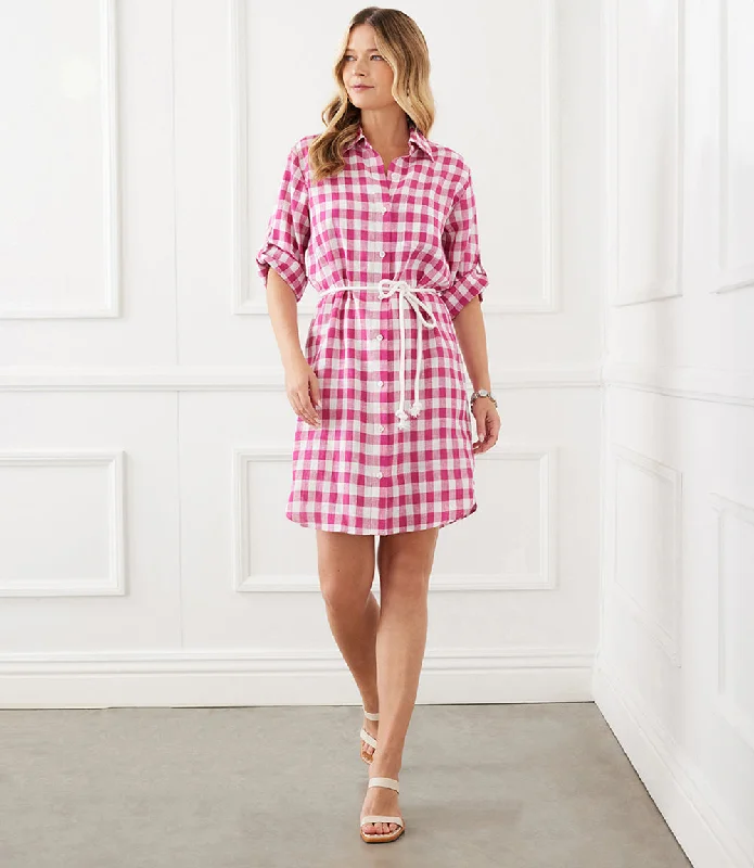 Women's Lapel Collar DressesCheck Shirtdress