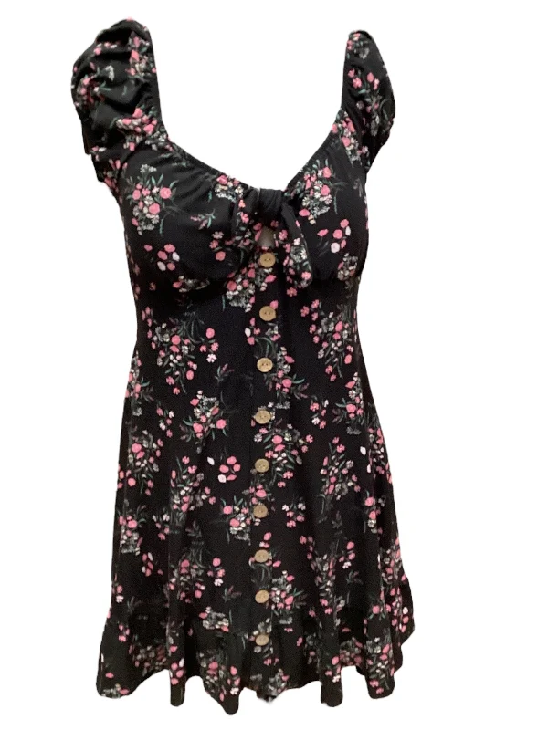 Women's Narrow-Neck DressesFloral Print Dress Casual Short No Boundaries, Size L