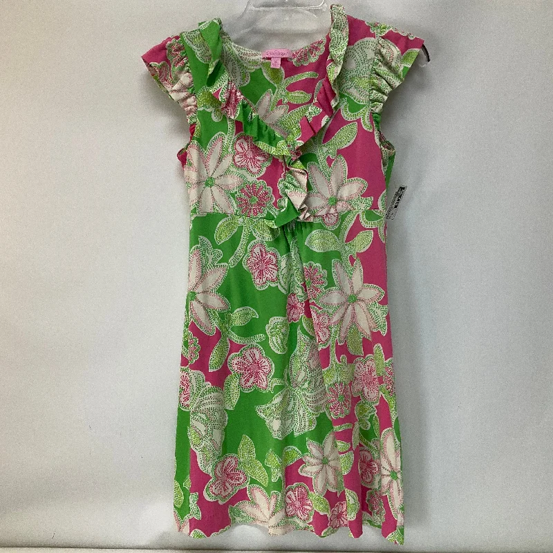 Women's Short-Sleeve DressesGreen & Pink Dress Casual Short Lilly Pulitzer, Size Xs