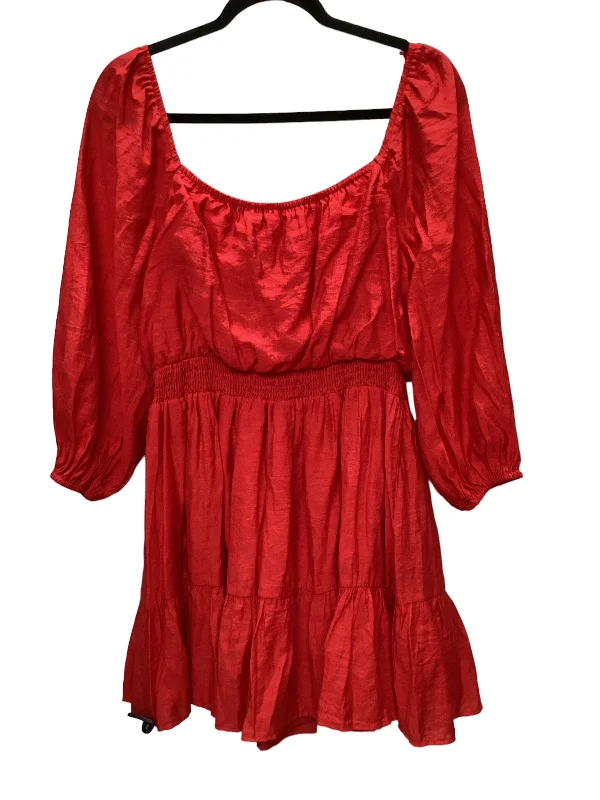 Women's High Collar DressesRed Dress Casual Short Flying Tomato, Size M