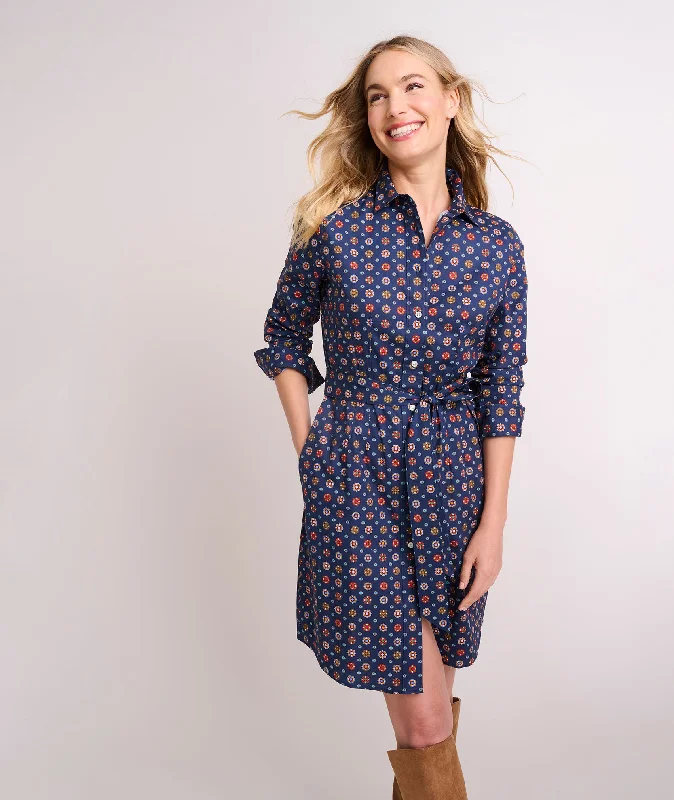 Women's Sweetheart-Neck DressesStretch Cotton Printed Sydney Shirt Dress