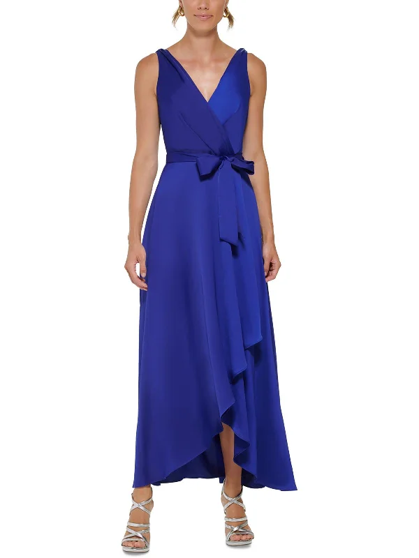 Women's High Collar DressesWomens Satin Evening Dress