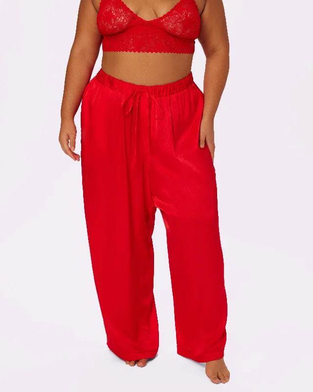 women's pajamas for a cozy night inLuxe Dreams Wide Leg Pants | Plush Satin (Balloon)