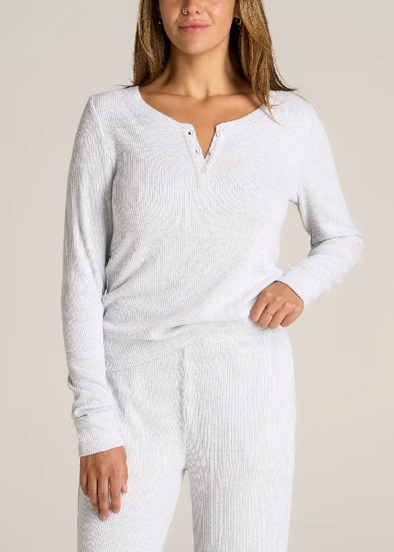 women's pajamas with a snug fitRibbed Henley Top for Tall Women in Fog Grey Mix