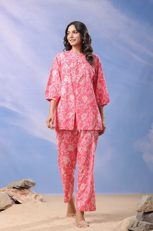 women's pajamas with pocketsRoseate Dream Cotton Loungewear Top Set