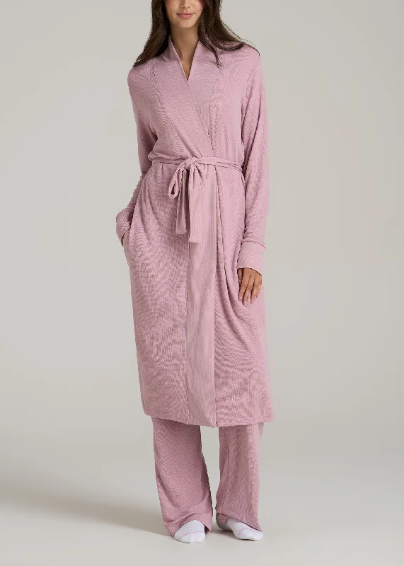 women's pajamas with a relaxed, casual vibeWaffle Lounge Robe for Tall Women in Pink Peony