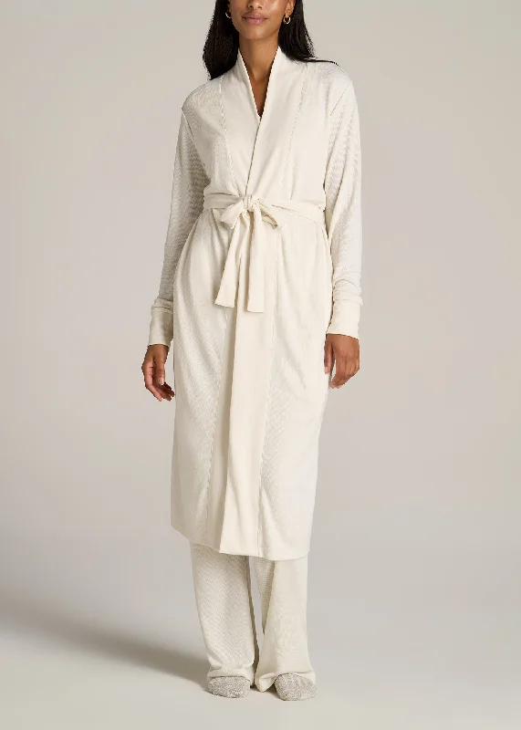 women's pajamas with a touch of elegance and sophisticationWaffle Lounge Robe for Tall Women in White Alyssum